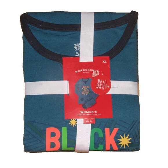 Wondershop Women's 2-Piece Pajama Set Black Joy Every Season Size XL NEW Holiday - Picture 2 of 3